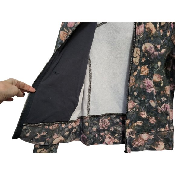 Lululemon Scuba Hoodie Floral Fleece Jacket Black Pink - Picture 8 of 15